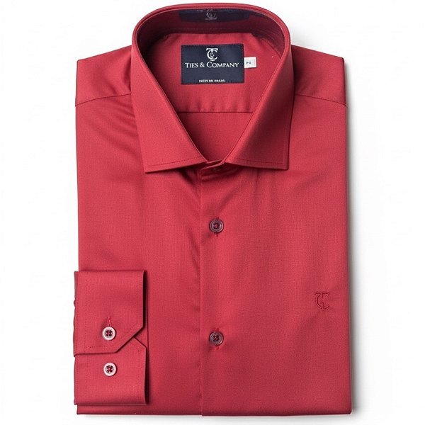 Camisa Social Masculina Vinho de Fibra de Bambu - Sofisticação e Personalidade