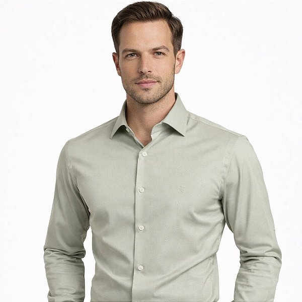 Camisa Social Masculina Cáqui de Fibra de Bambu – Conforto, Estilo e Sustentabilidade