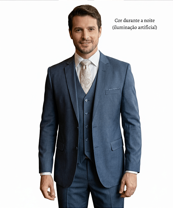 Terno Slim Masculino Azul Escuro com Colete Corte Italiano T&C