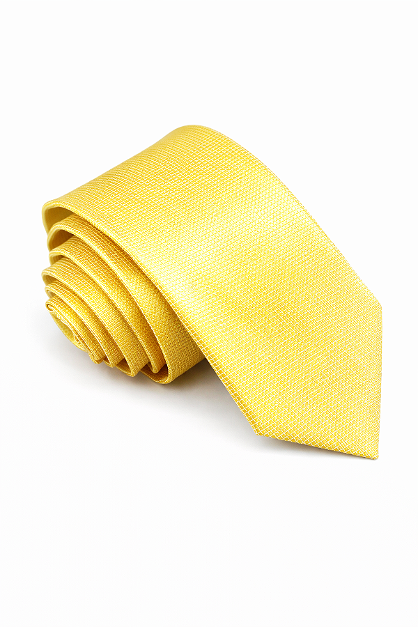 Gravata Amarela de Microfibra quadriculada