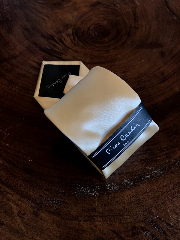 Gravata Creme Pierre Cardin 8cm Microfibra GCNH-7