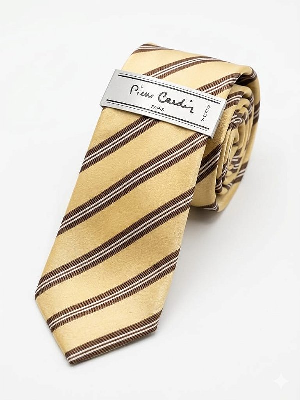 Gravata de seda Creme Pierre Cardin- Elegancia Discreta