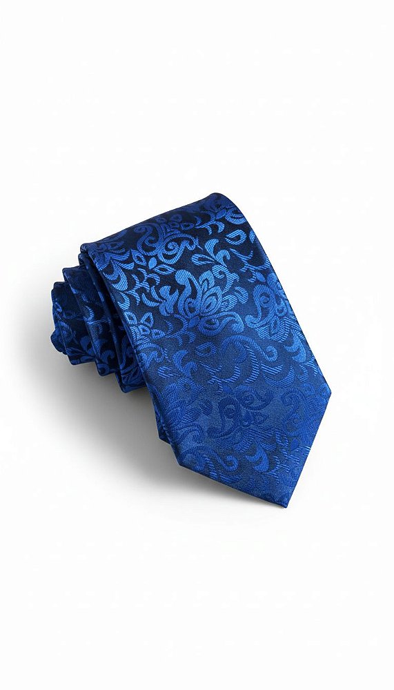 Gravata de Microfibra Azul com Padrão Jacquard 8cm