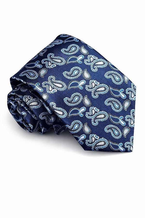 Gravata azul Paisley em Microfibra