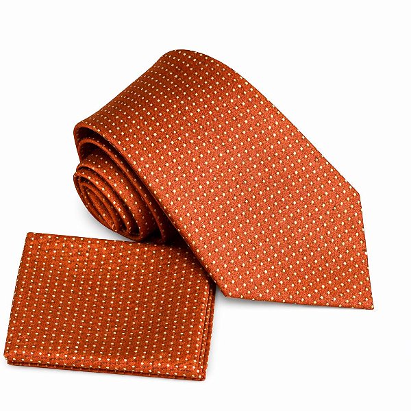 Gravata de Microfibra Marrom com estampa pontilhada 8cm