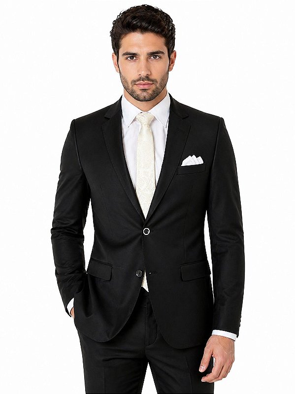 Terno Preto Poliviscose Slim Fit – Elegância Executiva e Conforto Premium