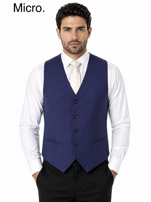 Colete Social Azul Marinho Slim Fit – Elegância Executiva Premium