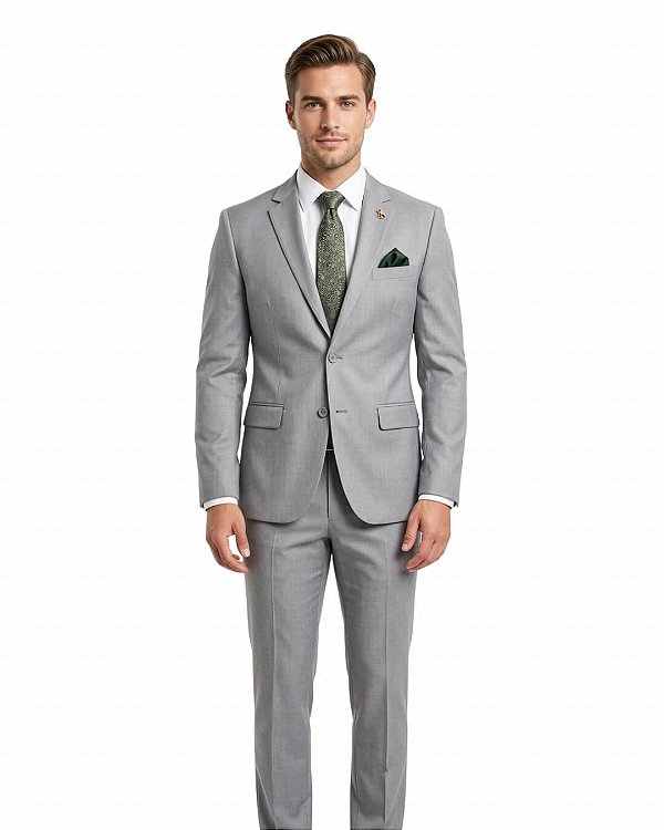 Terno Slim Cinza de Poliviscose com Calça de Regulagem – Elegância e Conforto