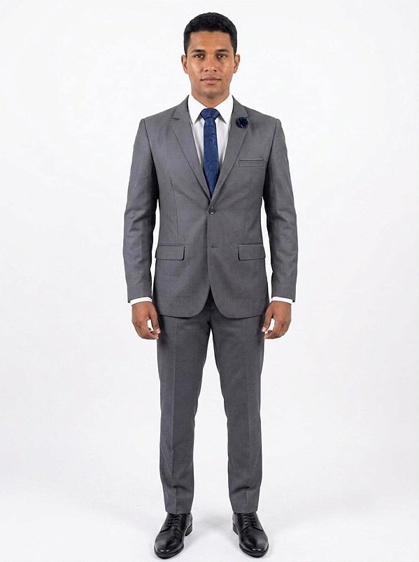 Terno Slim Cinza Chumbo com Calça de regulagem