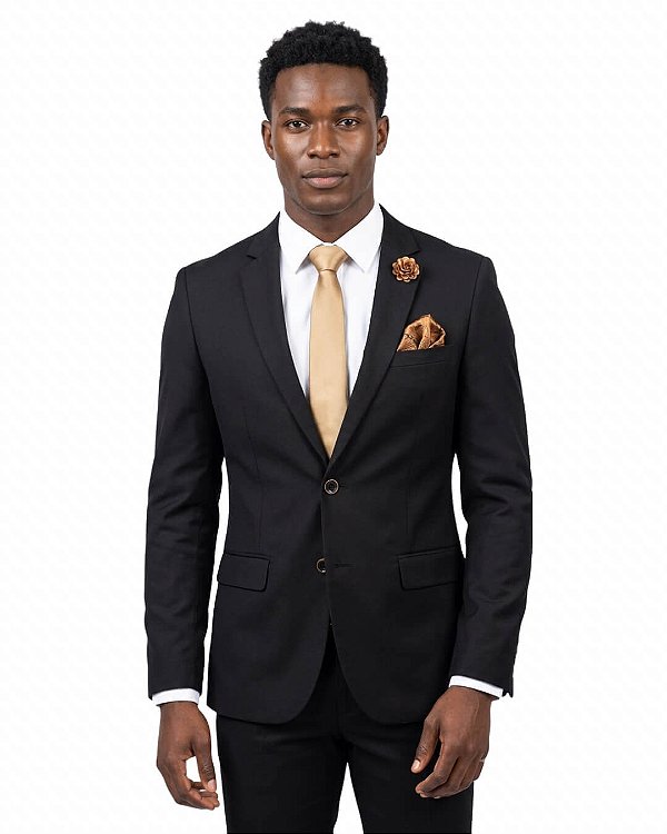 Terno Slim Preto com Calça de regulagem- Conforto e Sofisticação
