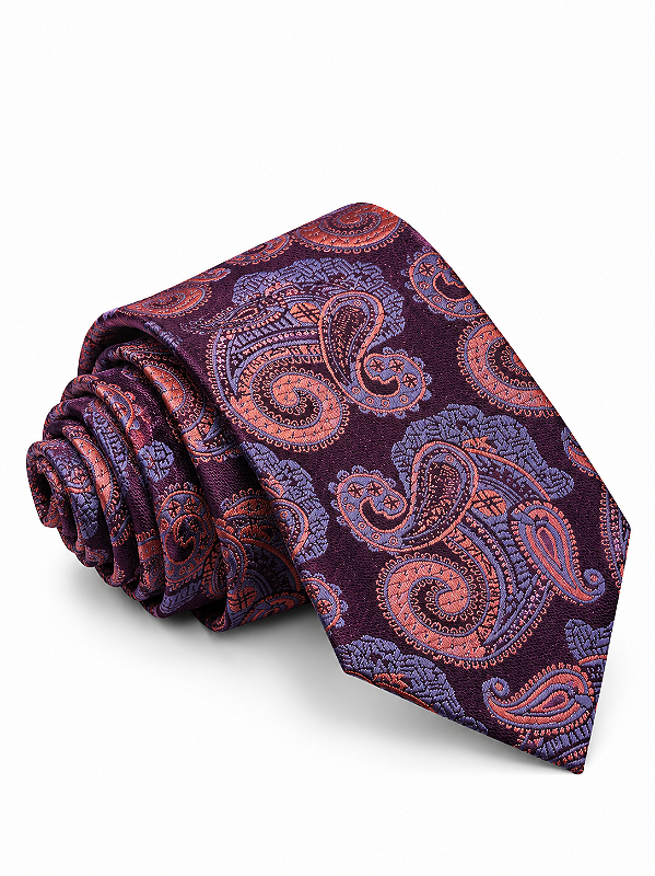 Gravata Masculina Paisley fuccia e Roxa