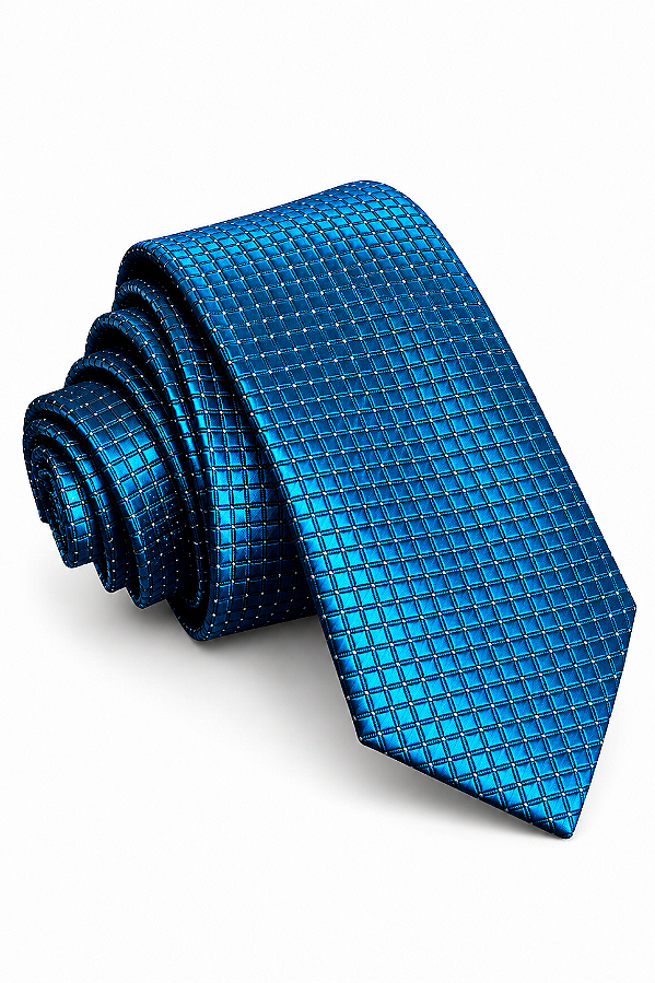 Gravata Masculina Azul Quadriculada