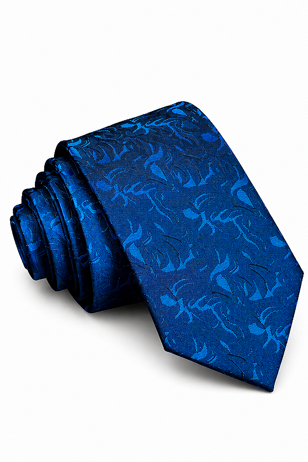 Gravata Masculina Azul-Marinho estampada em azul royal
