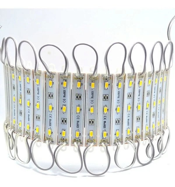 Modulo Led Injetado Fita Led 12v 0,75w 3 Leds Branco Quente