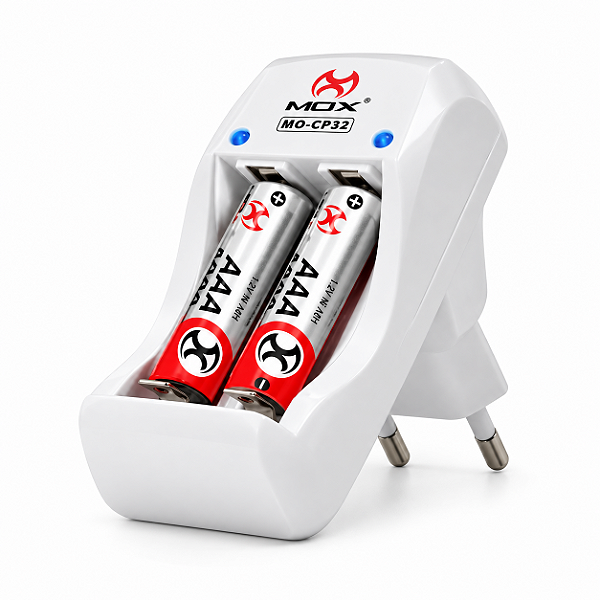 Carregador De Pilhas Com 2 Pilhas Aaa 1000mah Recarregaveis