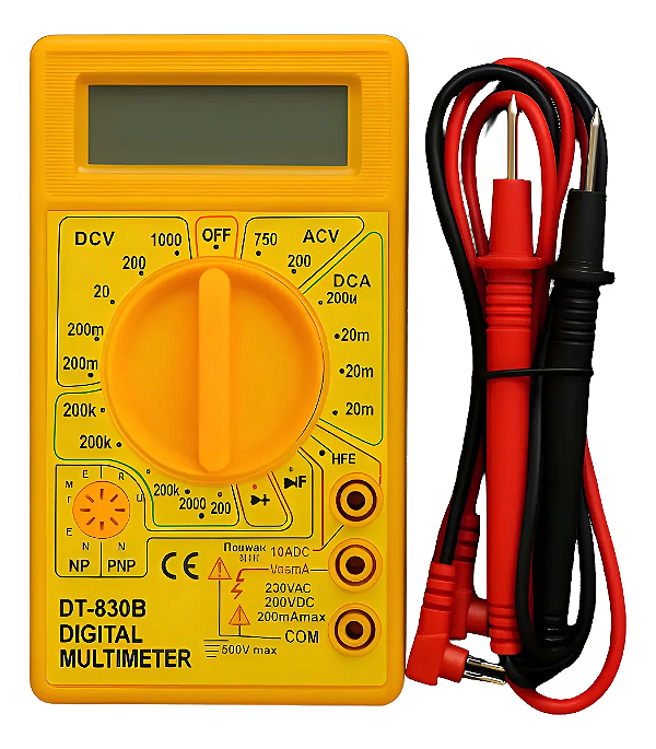 Multímetro Digital Dt830 Com Cabo De Multiteste E Bateria