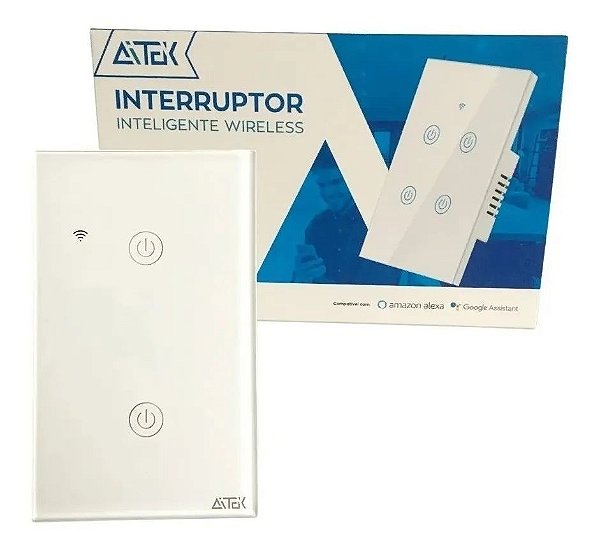 Interruptor Inteligente 2 Botão Touch Wifi Alexa Google