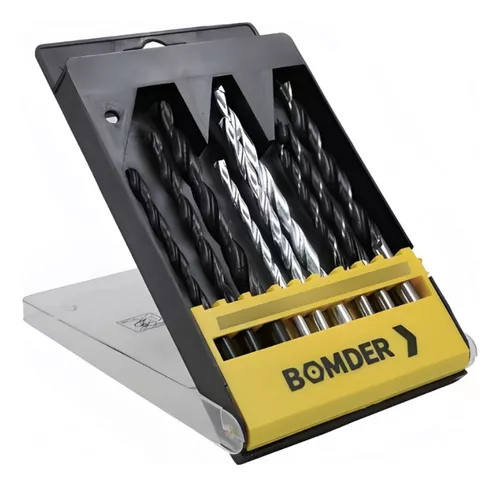 Kit Jogo Brocas Aço Reforçado 9 Peças Madeira Metal Concreto
