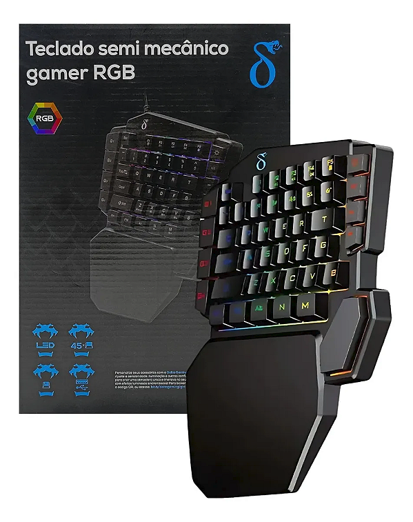 Teclado One hand De Uma Mão Gamer Semi-mecânico Rgb Ergonômico Usb