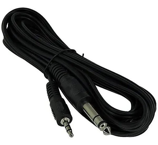 Cabo P10 X P2 Stereo 5m Bidirecional Profissional Blindado