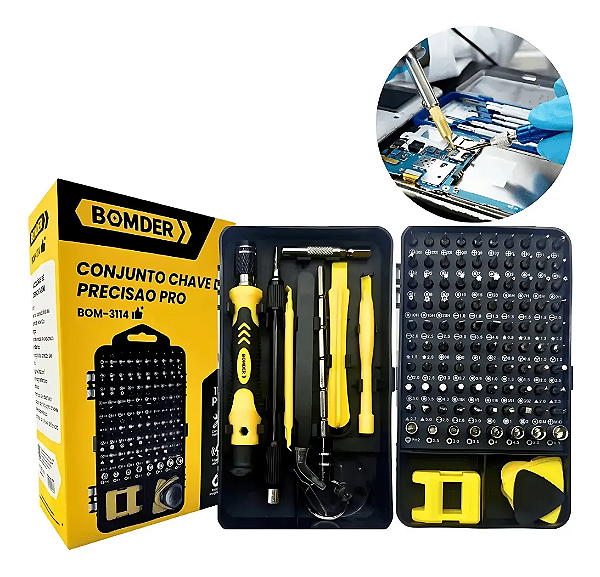 Kit Jogo Chave Precisão 115 Em 1 Manutenção Pequenos Reparos