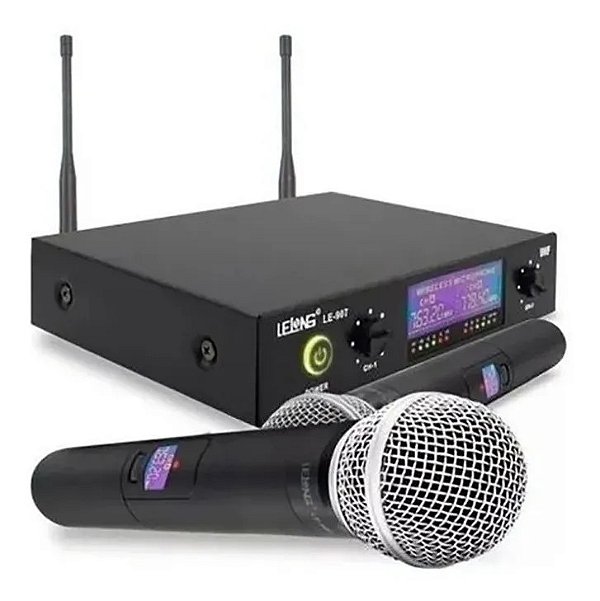 Par De Microfone Sem Fio Uhf Duplo Multi Frequências