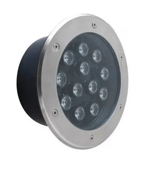 Spot De Piso Balizador Embutir Solo Redondo Inox 12w Jardim