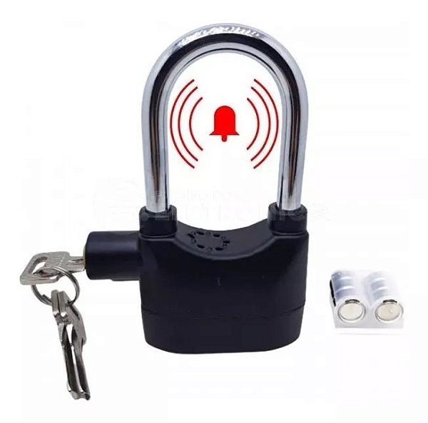 Cadeado Com Alarme Sonoro Sirene Anti-furto Bateria Reserva