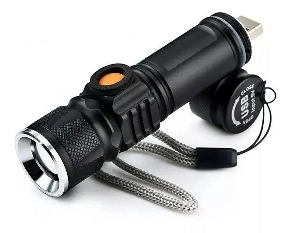 Lanterna Super Led Luz Negra Brilhante Usb Recarregavel