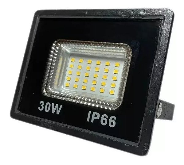 Refletor Holofote 30w Smd Branco Quente Bivolt Prova D'agua