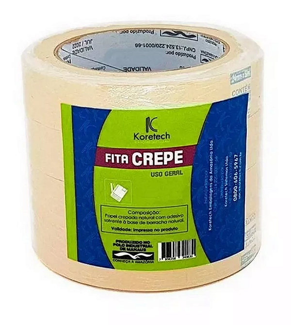 Kit 5 Rolos Fita Crepe 18mm X 50m Para Pintura Escolar Obra