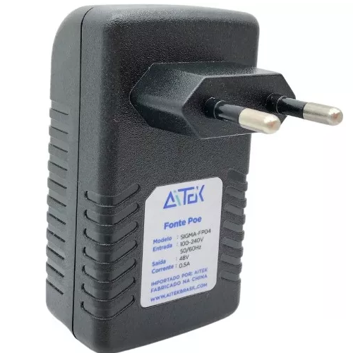 Fonte Poe Lan Compacta 48v 0.5a Conector Rj45 Bivolt 50/60hz