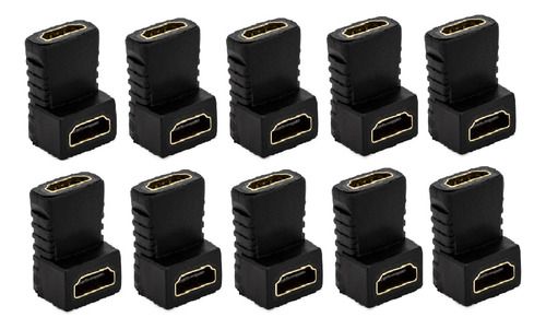 Kit 10 Adaptador Plug Hdmi Femea X Femea 90 Graus