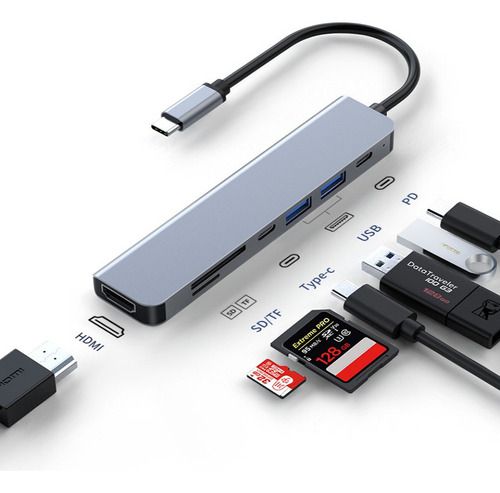 Hub Adaptador Usb Tipo C 7 Em 1 Compatível Macbook M1 E M2