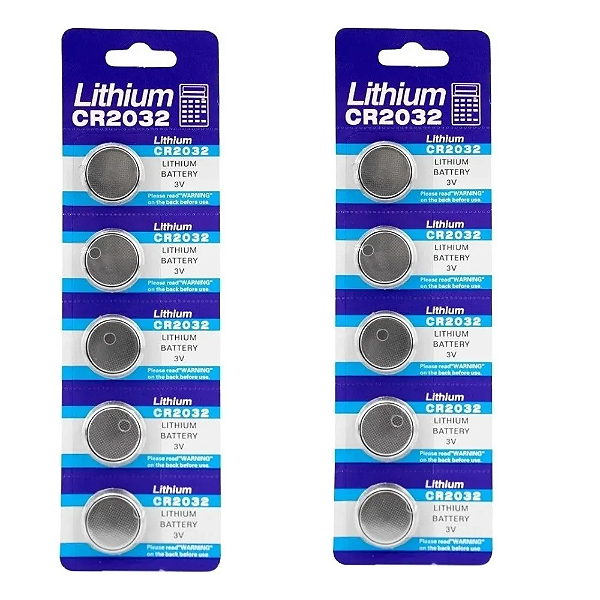 2 Cartela Bateria Cr2032 3v Cartela 5 Unidades Descartável
