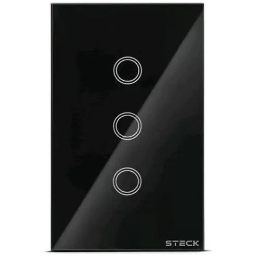 Interruptor Inteligente Wifi 3 Botoes Touch Preto Smarteck