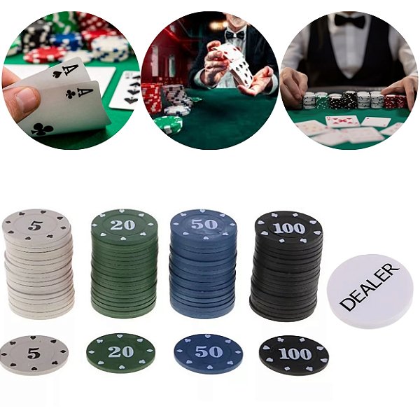 Fichas Jogo De Poker Profissional C/ Numeração 100 Peças