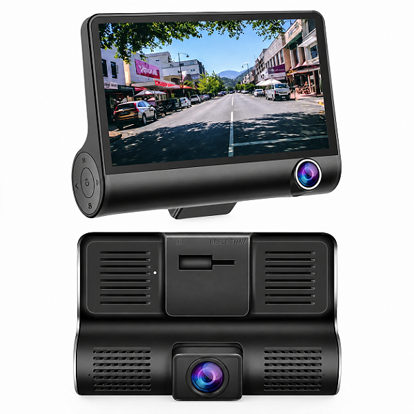 Câmera Veicular Gravação De Segurança Full Hd 1080p 3 Lentes