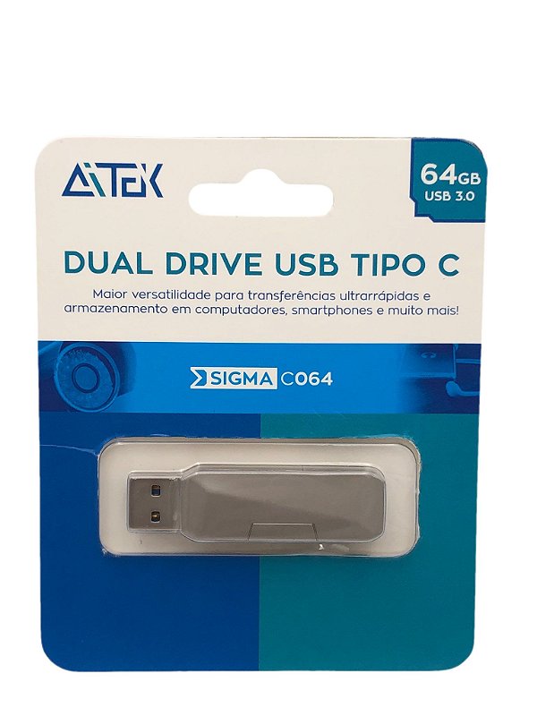 Pen Drive 64gb Usb E Tipo C Metal Resistente Plug E Play