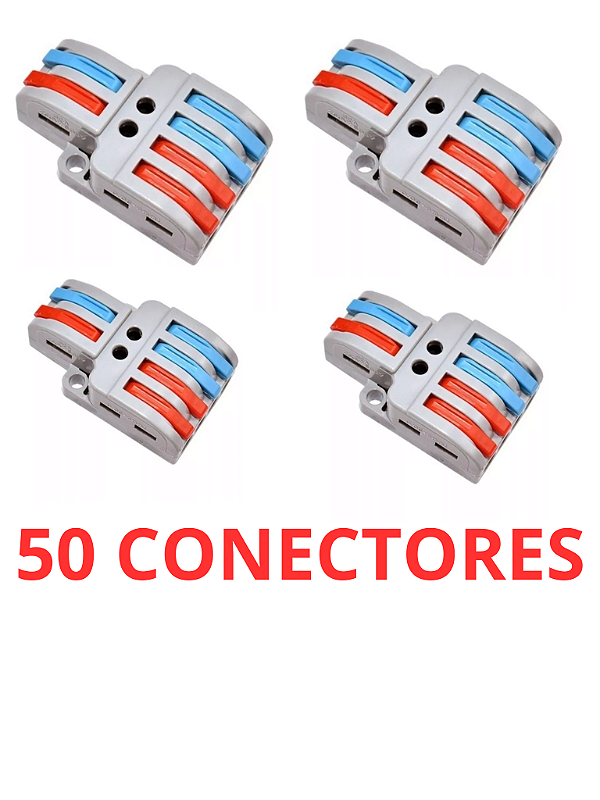 50 Conector Emenda Isolante Derivação Sem Solda 2x4 Vias