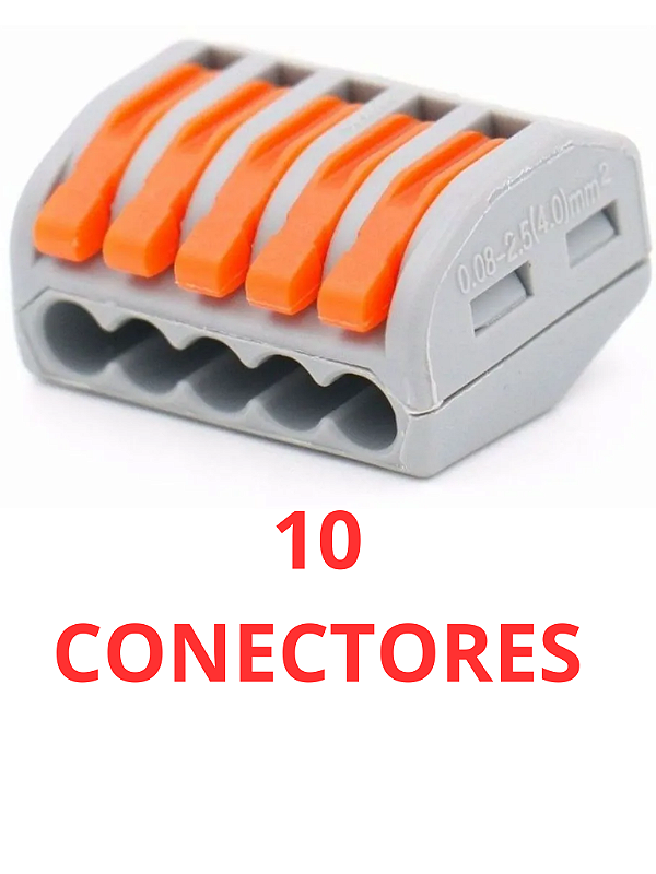Kit 10 Conector Emenda Isolante Derivação Sem Solda 5 Vias