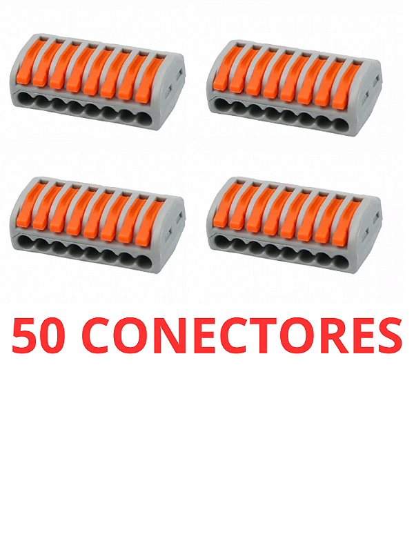 50 Conector Emenda Isolante Derivação Sem Solda 8 Vias