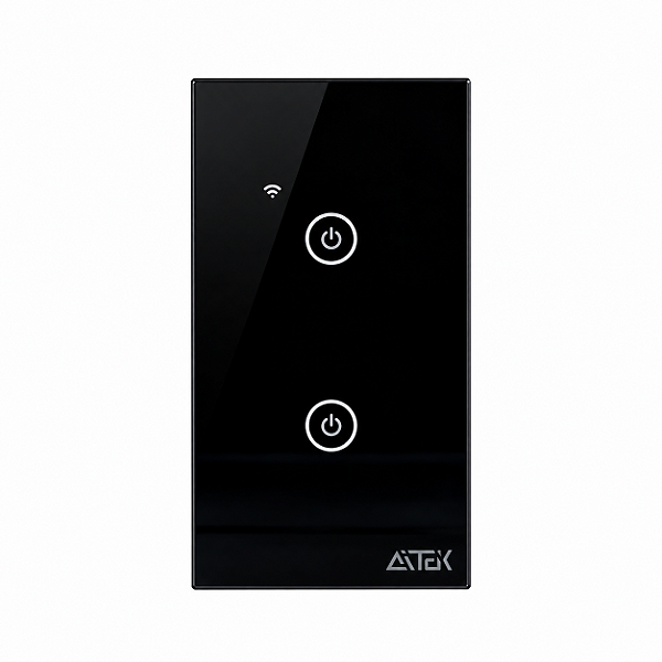 Interruptor Inteligente Wireless 2 Botões Touch Alexa Preto