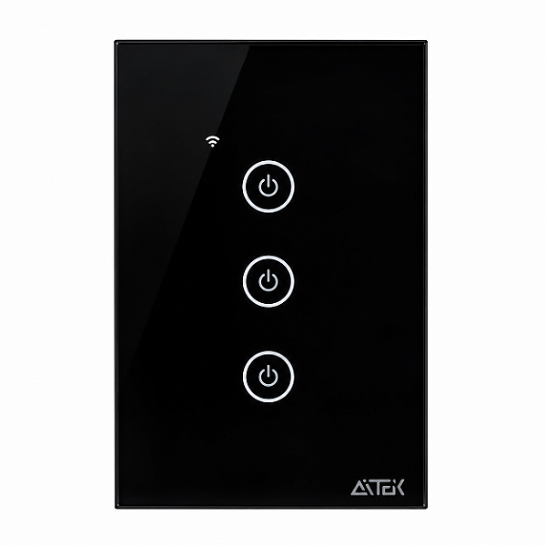 Interruptor Inteligente Wifi Wirelles 3 Botões Alexa Preto