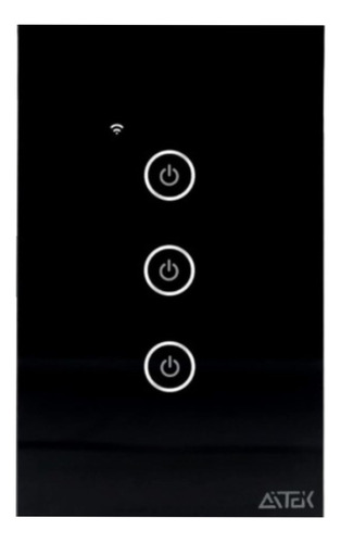 Interruptor Inteligente Wifi Wirelles 3 Botões Alexa Preto