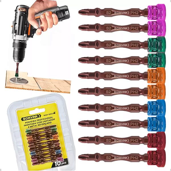 Jogo De Bits Para Parafusadeira Ponteira Philips Ph2 Com Imã