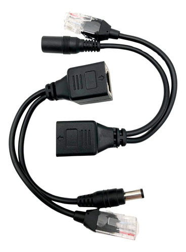 Par De Cabo Adaptador Injetor Poe Separador Rj45 Macho Femea
