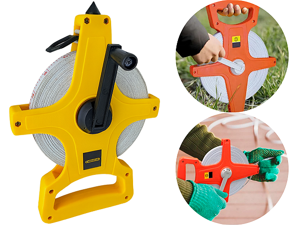 Trena Aberta Fita Fibra De Vidro 50 Metros 100ft Manivela