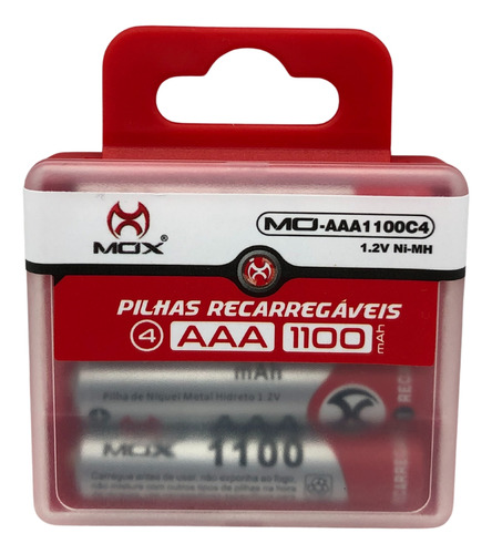 Case C/ 4 Pilhas Recarregáveis 1100mah Aaa 1.2v Ni-mh