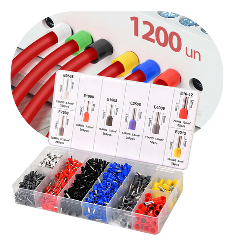 1200 Terminais Elétricos Tubular Ilhós Pre Isolado Para Fio